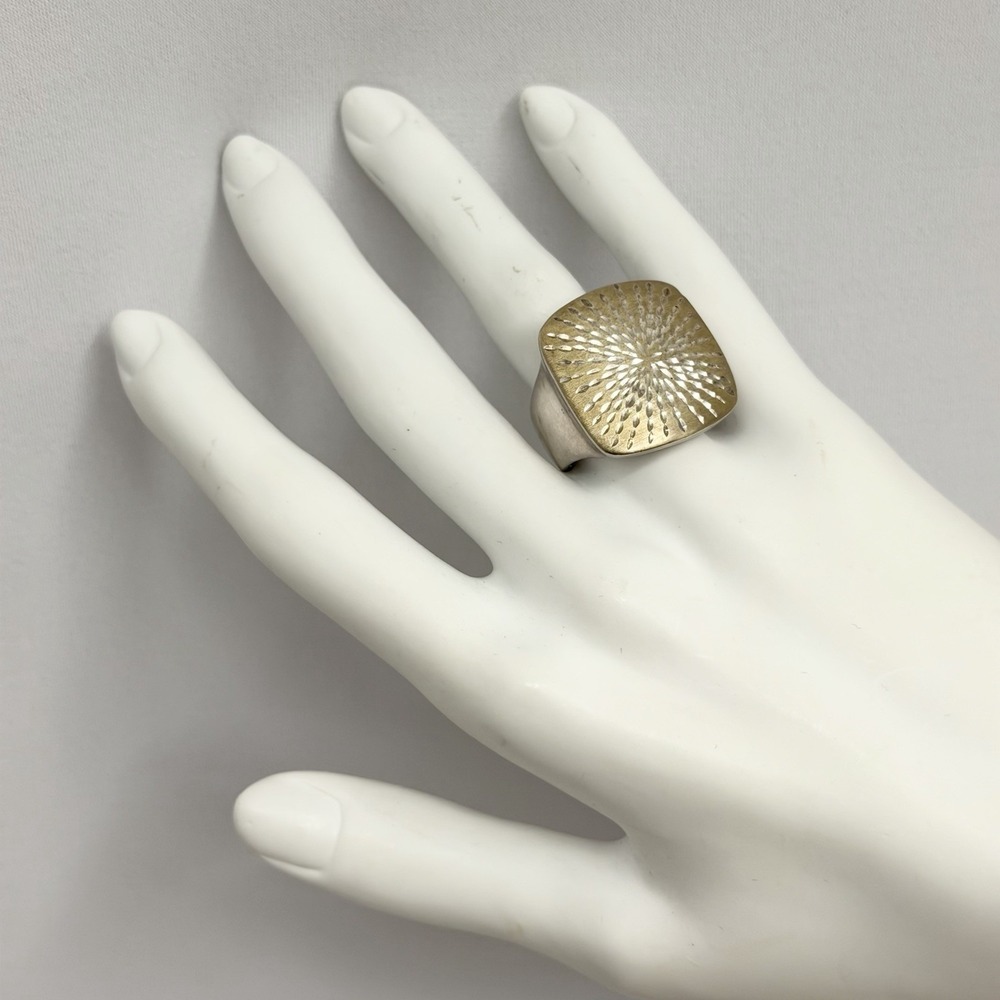 Vintage Sterling Diamond Cut Arte d'Argento Ring Made in Italy 8 Grams Size 7 - Picture 3 of 12